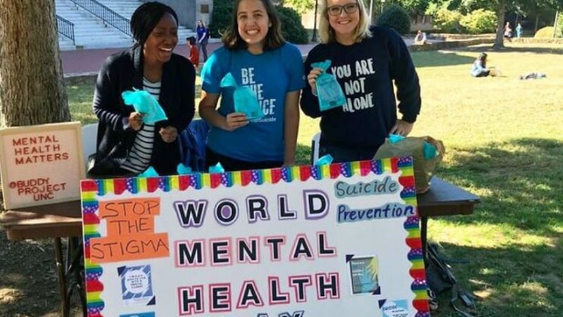 Students on quad during World Mental Health Day