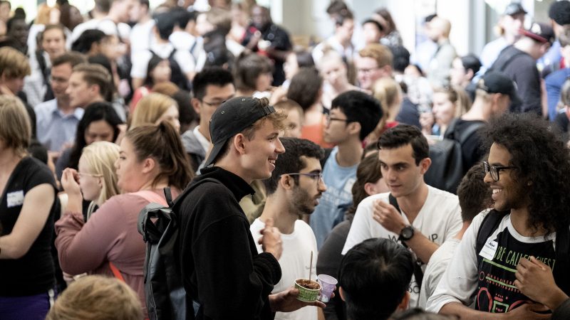 Students mingle at the international student welcome event